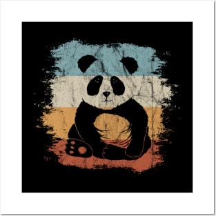 Funky Cute 80s Retro Panda Bear Silhouette Posters and Art